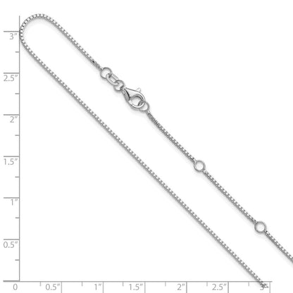 26 Inch 14K White Gold 1mm Box 2In+2In Adjustable Chain Necklace