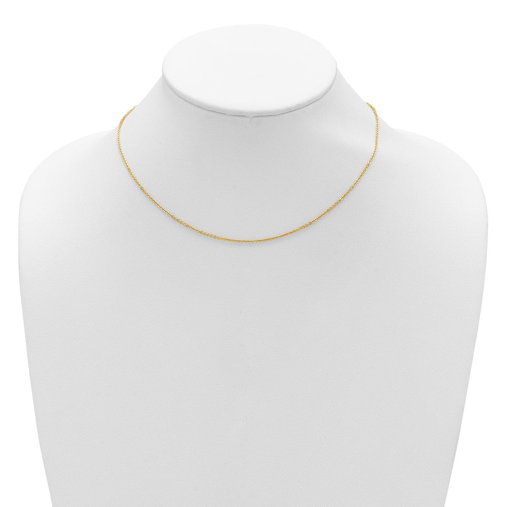 18 Inch 14K Yellow Gold 1.4mm Flat Cable 1In+1In Adjustable Chain Necklace