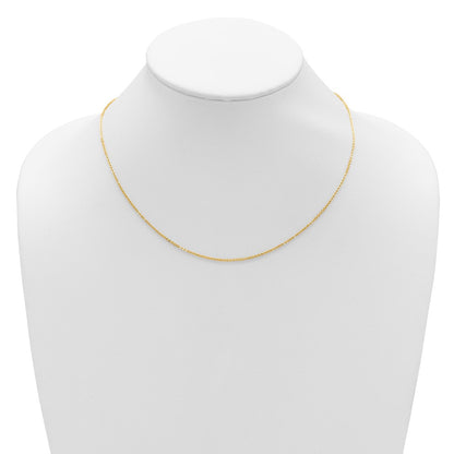 2 Inch 14K Yellow Gold 1.4mm Flat Cable 1In+1In Adjustable Chain Necklace