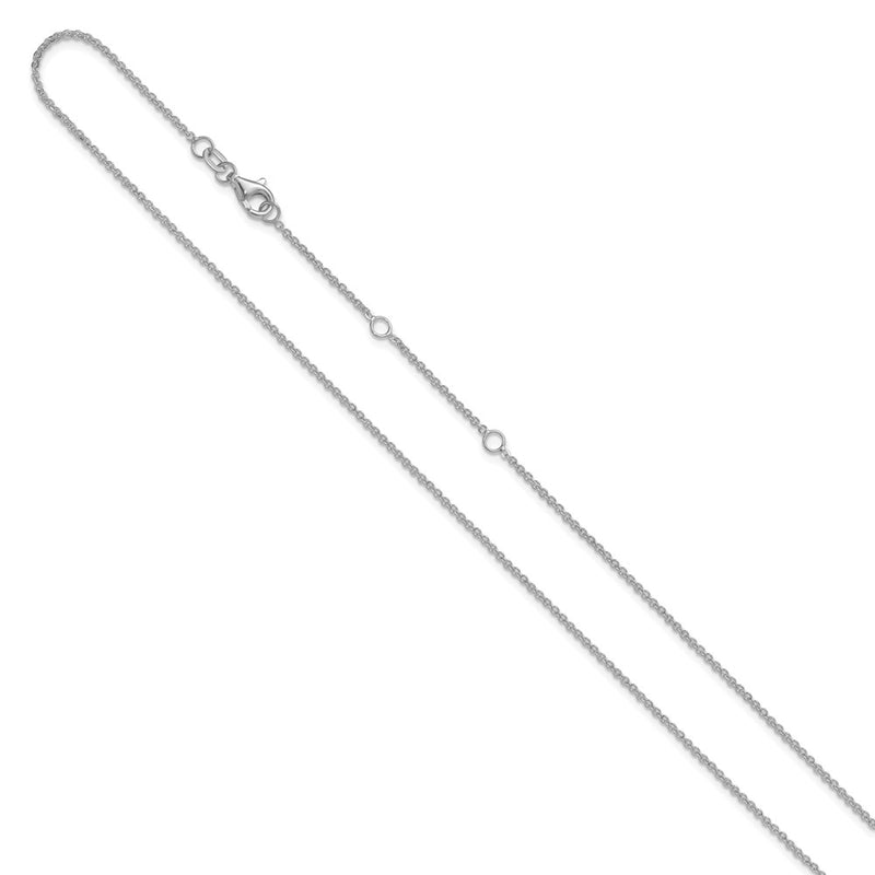18 Inch 14K White Gold 1.4mm Flat Cable 1In+1In Adjustable Chain Necklace