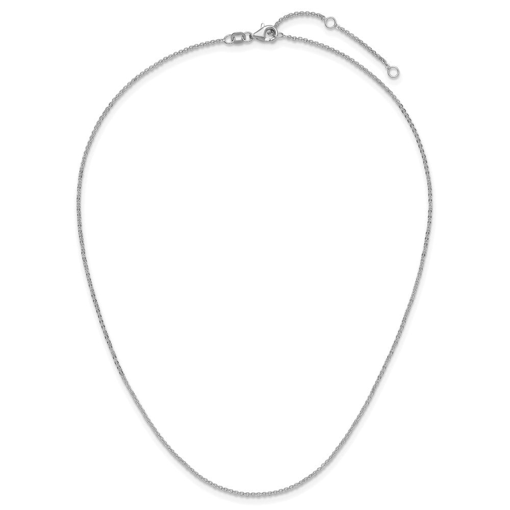 18 Inch 14K White Gold 1.4mm Flat Cable 1In+1In Adjustable Chain Necklace