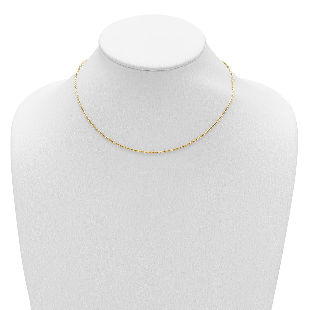2 Inch 14K Yellow Gold 1.7mm Flat Cable 1In+1In Adjustable Chain Necklace