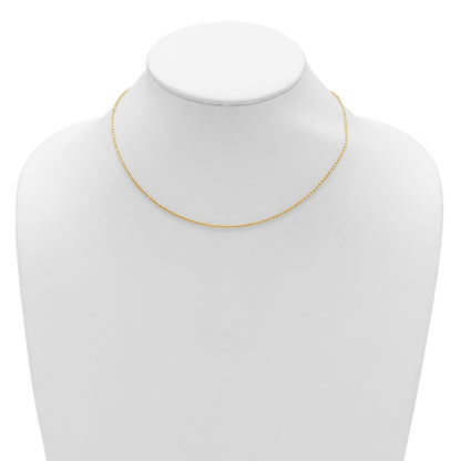 18 Inch 14K Yellow Gold 1.7mm Flat Cable 1In+1In Adjustable Chain Necklace