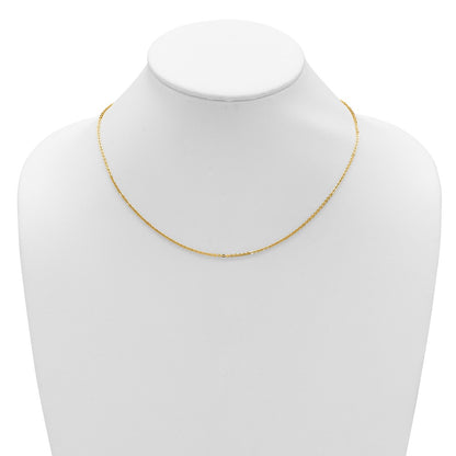 2 Inch 14K Yellow Gold 1.7mm Flat Cable 1In+1In Adjustable Chain Necklace