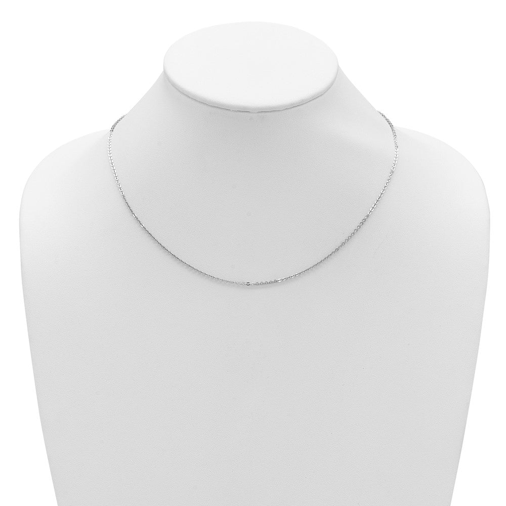 18 Inch 14K White Gold 1.7mm Flat Cable 1In+1In Adjustable Chain Necklace