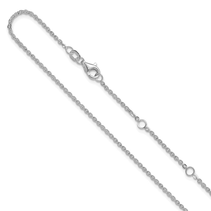 2 Inch 14K White Gold 1.7mm Flat Cable 1In+1In Adjustable Chain Necklace