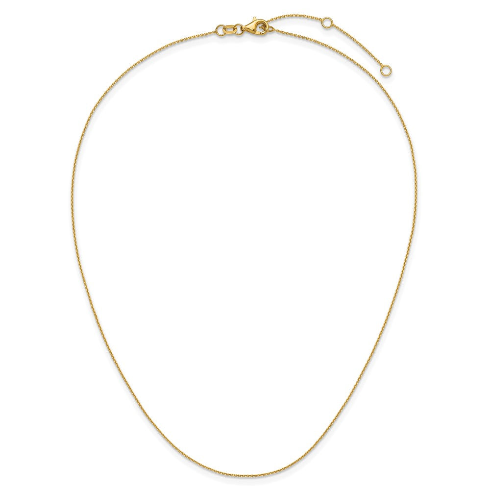 18 Inch 14K Yellow Gold .85mm D/C Square Cable 1In+1In Adjustable Chain Necklace