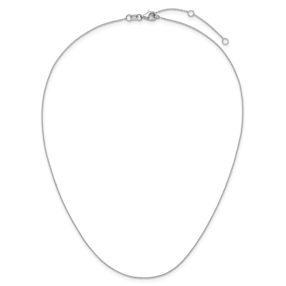 2 Inch 14K White Gold .85mm D/C Square Cable 1In+1In Adjustable Chain Necklace