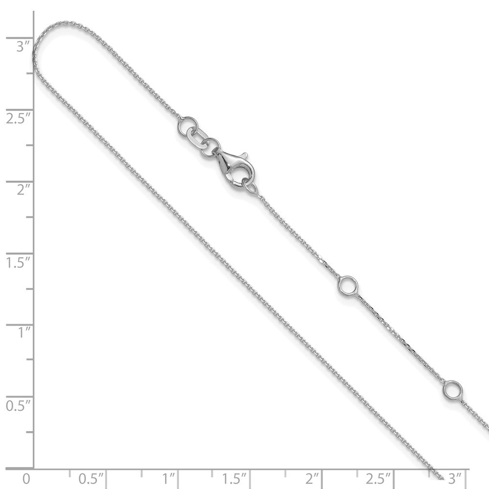 18 Inch 14K White Gold .85mm D/C Square Cable 1In+1In Adjustable Chain Necklace