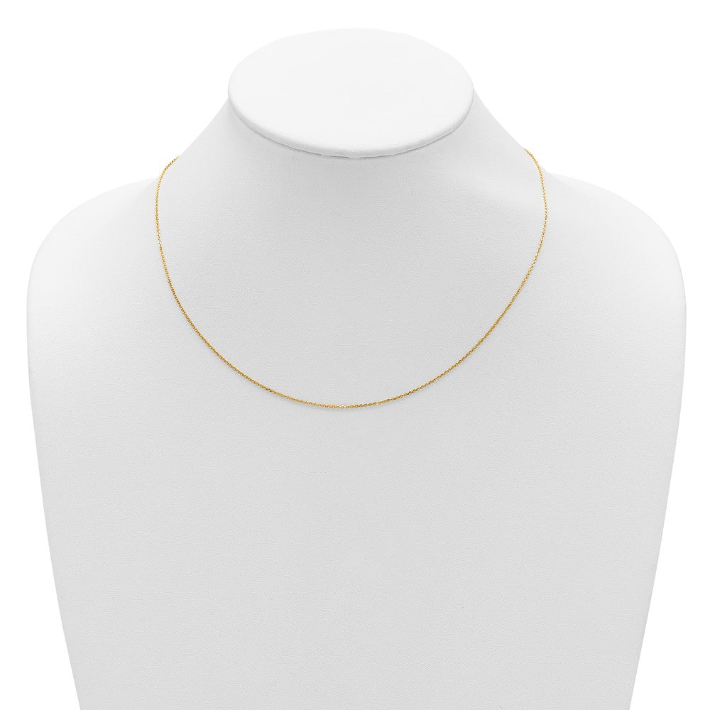 2 Inch 14K Yellow Gold 1mm D/C Square Cable 1In+1In Adjustable Chain Necklace