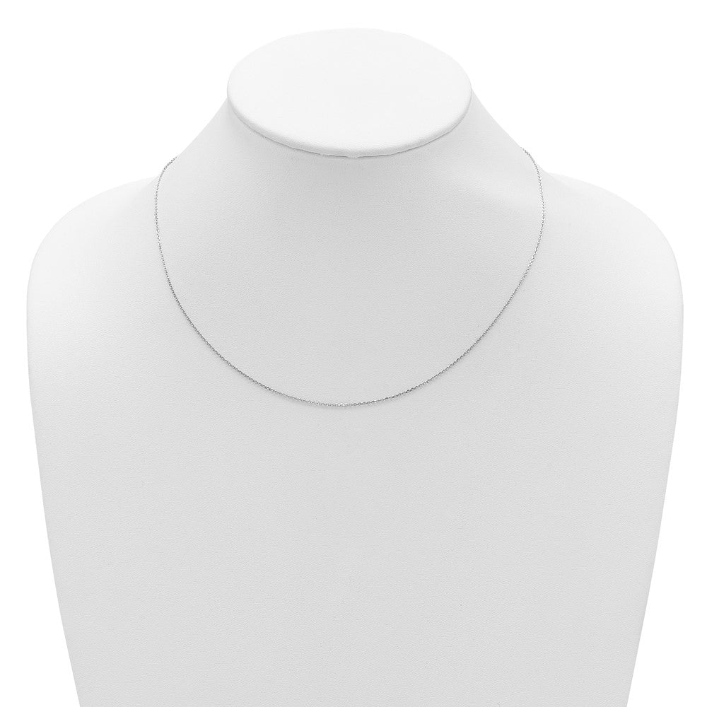 18 Inch 14K White Gold 1mm D/C Square Cable 1In+1In Adjustable Chain Necklace