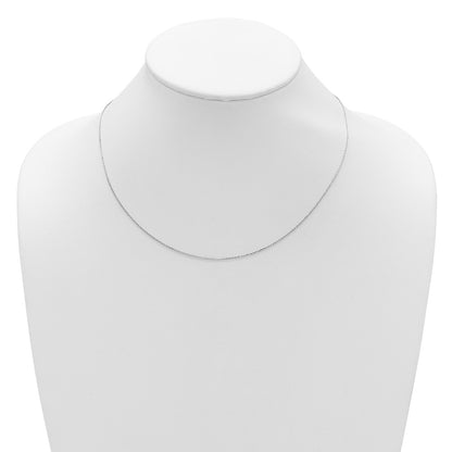 18 Inch 14K White Gold 1mm D/C Square Cable 1In+1In Adjustable Chain Necklace
