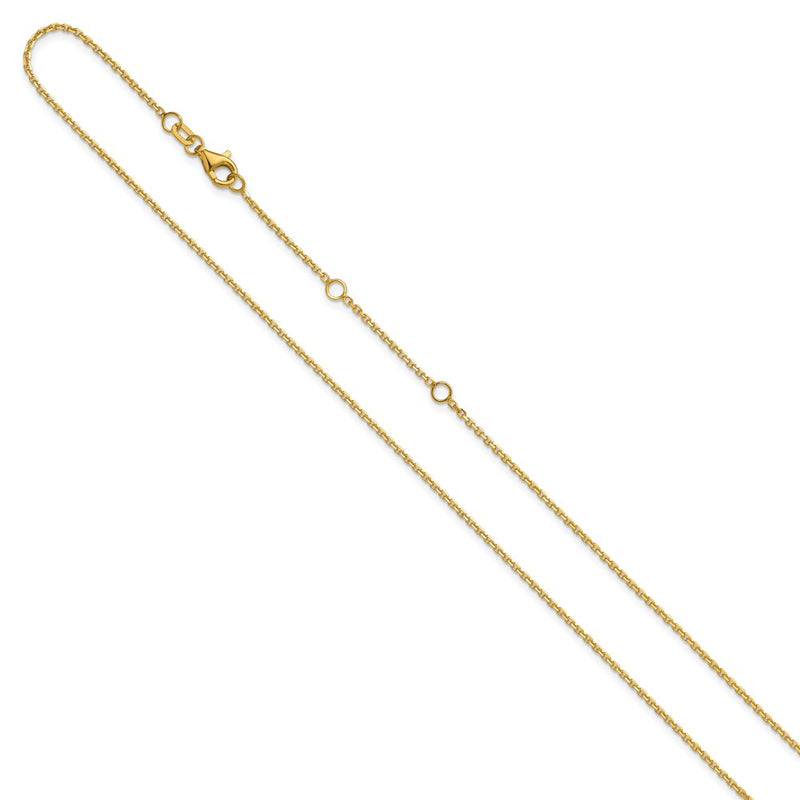 26 Inch 14K Yellow Gold 1.4mm D/C Square Cable 2In+2In Adjustable Chain Necklace
