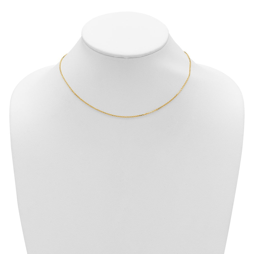 18 Inch 14K Yellow Gold 1.4mm D/C Square Cable 1In+1In Adjustable Chain Necklace