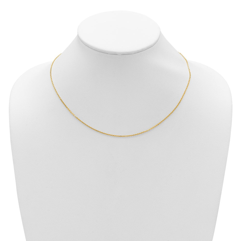 18 Inch 14K Yellow Gold 1.4mm D/C Square Cable 1In+1In Adjustable Chain Necklace