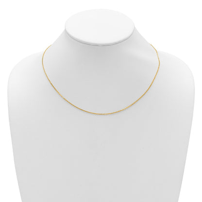 18 Inch 14K Yellow Gold 1.4mm D/C Square Cable 1In+1In Adjustable Chain Necklace