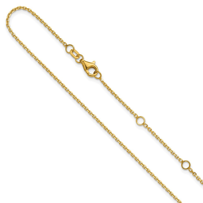 26 Inch 14K Yellow Gold 1.4mm D/C Square Cable 2In+2In Adjustable Chain Necklace