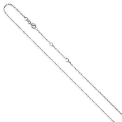 18 Inch 14K White Gold 1.4mm D/C Square Cable 1In+1In Adjustable Chain Necklace
