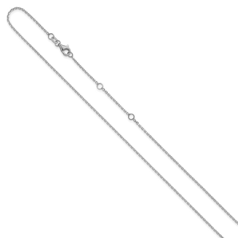 18 Inch 14K White Gold 1.4mm D/C Square Cable 1In+1In Adjustable Chain Necklace