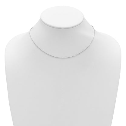 18 Inch 14K White Gold 1.4mm D/C Square Cable 1In+1In Adjustable Chain Necklace