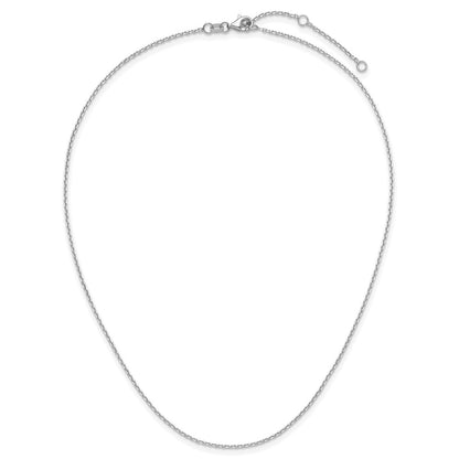18 Inch 14K White Gold 1.4mm D/C Square Cable 1In+1In Adjustable Chain Necklace
