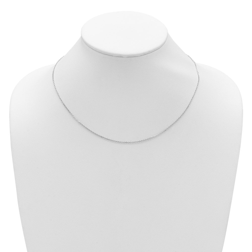18 Inch 14K White Gold 1.4mm D/C Square Cable 1In+1In Adjustable Chain Necklace
