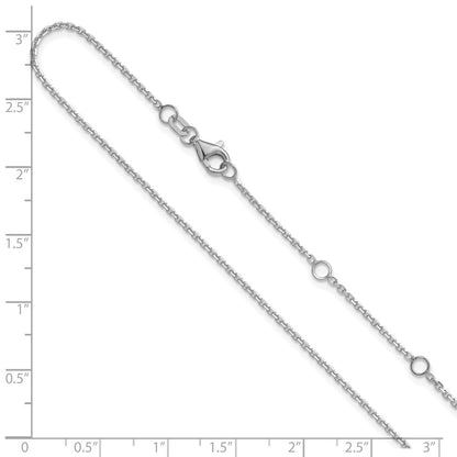2 Inch 14K White Gold 1.4mm D/C Square Cable 1In+1In Adjustable Chain Necklace