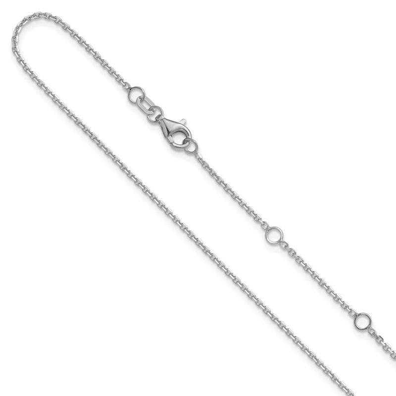 2 Inch 14K White Gold 1.4mm D/C Square Cable 1In+1In Adjustable Chain Necklace