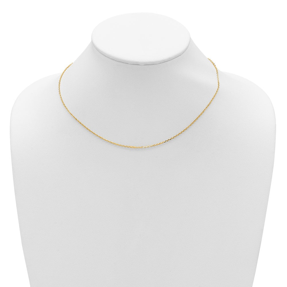 18 Inch 14K Yellow Gold 1.5mm D/C Square Cable 1In+1In Adjustable Chain Necklace