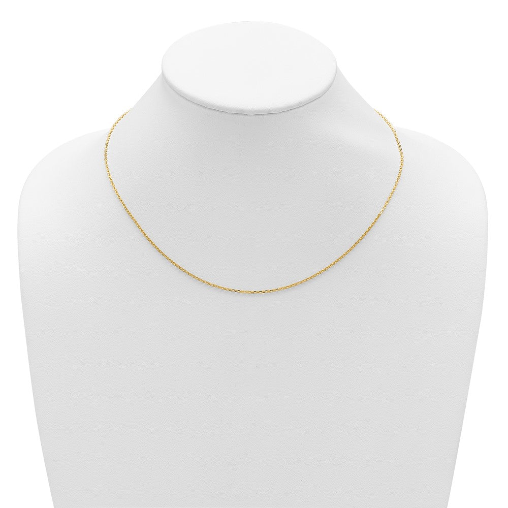 18 Inch 14K Yellow Gold 1.5mm D/C Square Cable 1In+1In Adjustable Chain Necklace