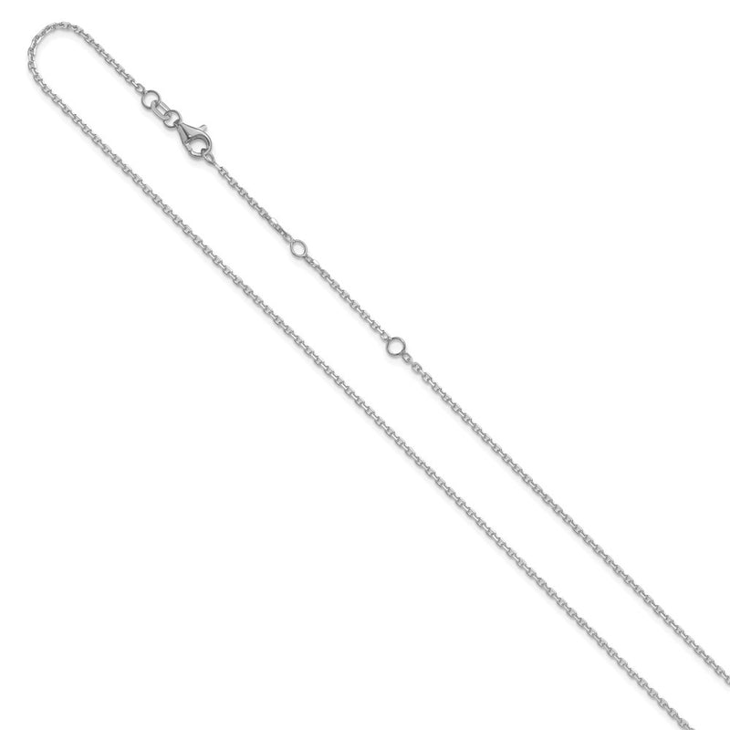 18 Inch 14K White Gold 1.5mm D/C Square Cable 1In+1In Adjustable Chain Necklace