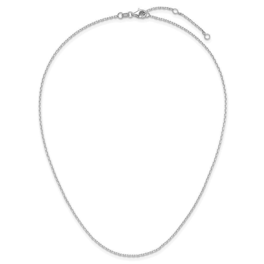 2 Inch 14K White Gold 1.5mm D/C Square Cable 1In+1In Adjustable Chain Necklace