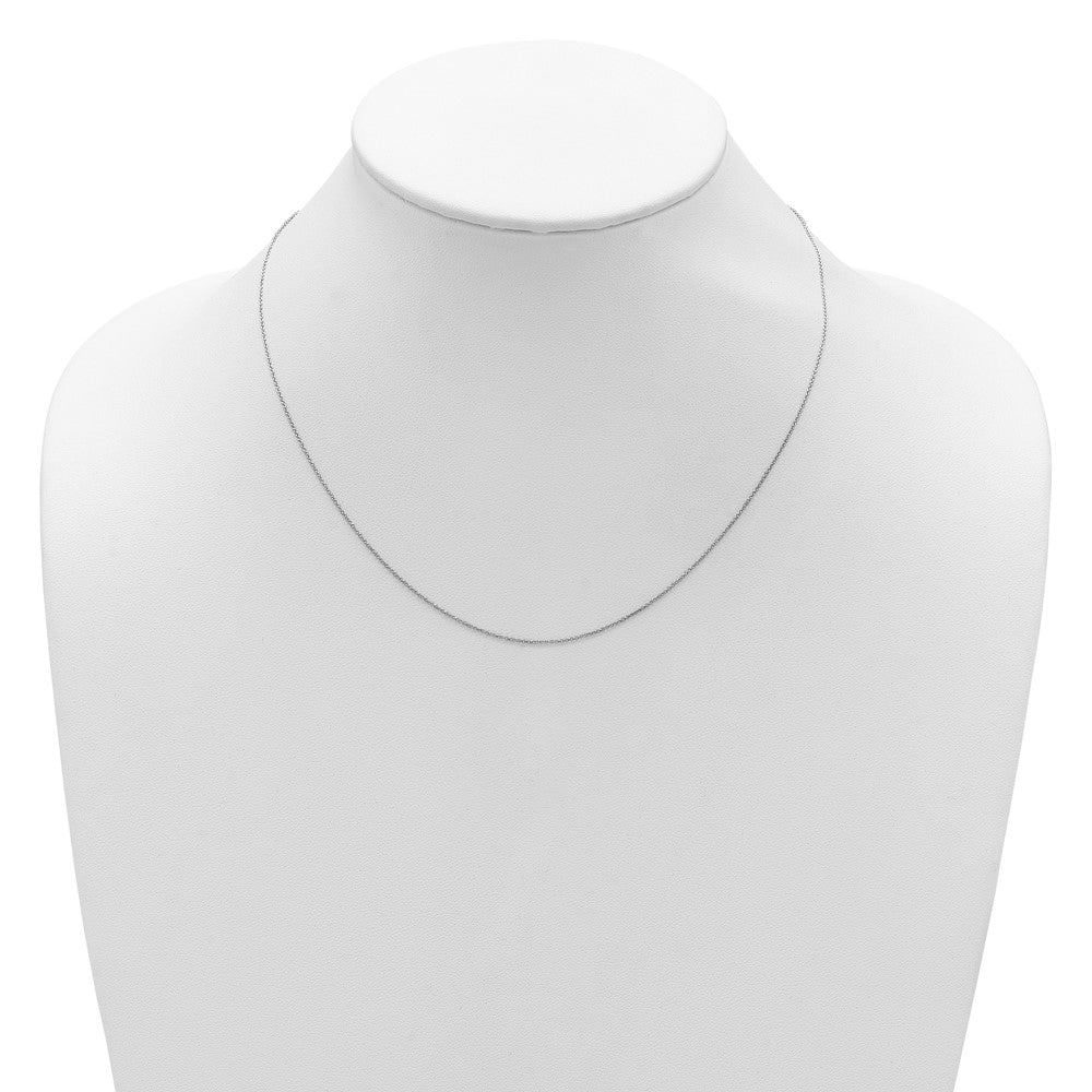 2 Inch 14K White Gold .8mm Round Cable 1In+1In Adjustable Chain Necklace