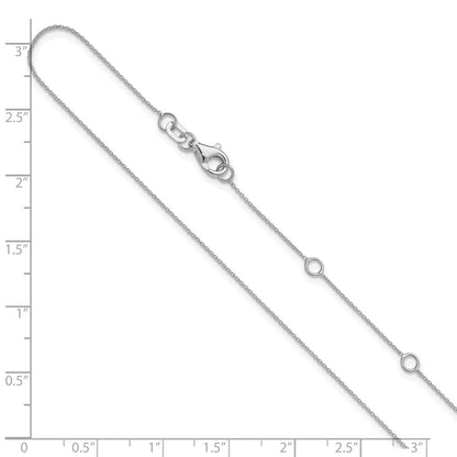 2 Inch 14K White Gold .8mm Round Cable 1In+1In Adjustable Chain Necklace