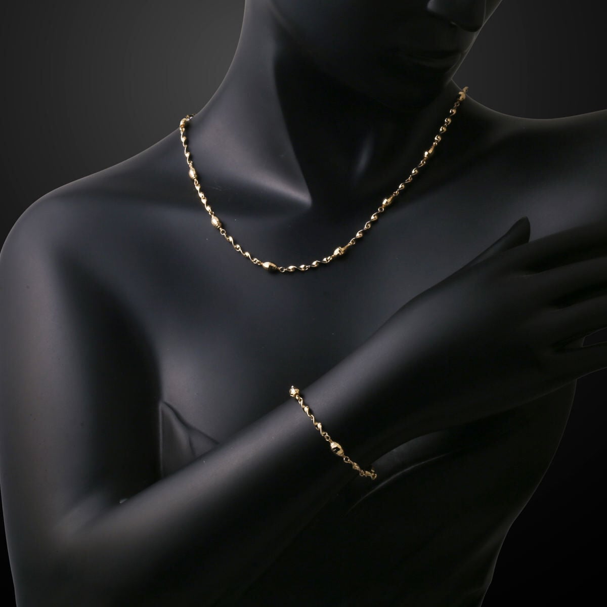 14K Yellow Gold Lia Sparkling Chain Set