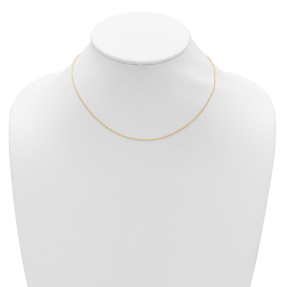 18 Inch 14K Yellow Gold .9mm Round Cable 1In+1In Adjustable Chain Necklace