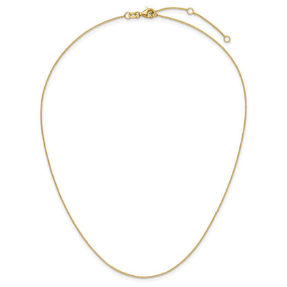 2 Inch 14K Yellow Gold .9mm Round Cable 1In+1In Adjustable Chain Necklace