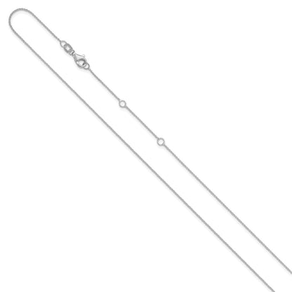 18 Inch 14K White Gold .9mm Round Cable 1In+1In Adjustable Chain Necklace