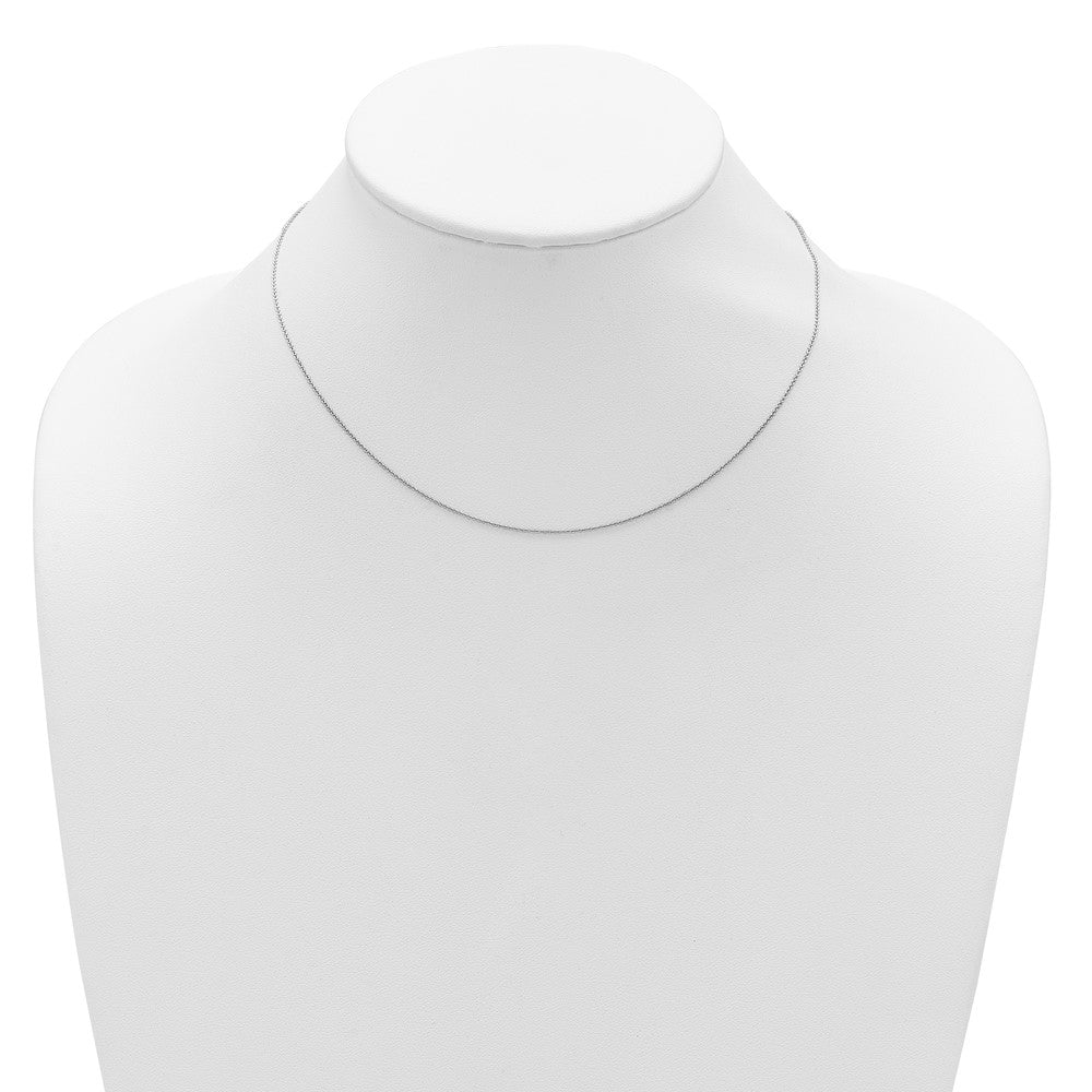 18 Inch 14K White Gold .9mm Round Cable 1In+1In Adjustable Chain Necklace