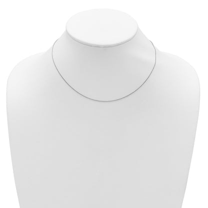 18 Inch 14K White Gold .9mm Round Cable 1In+1In Adjustable Chain Necklace