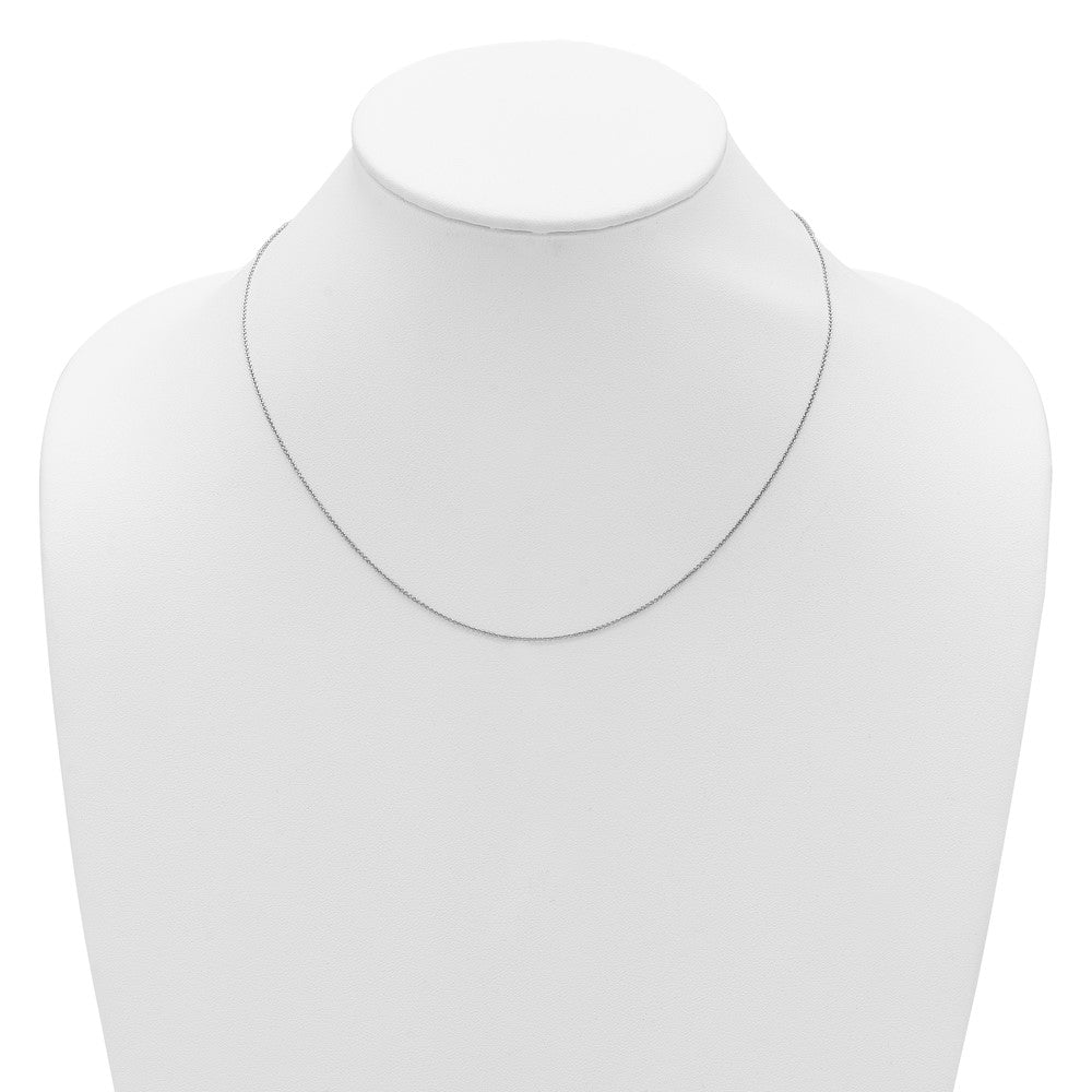 18 Inch 14K White Gold .9mm Round Cable 1In+1In Adjustable Chain Necklace