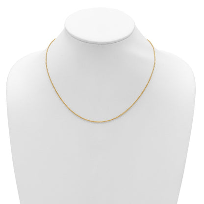 2 Inch 14K Yellow Gold 1.6mm Round Cable 1In+1In Adjustable Chain Necklace