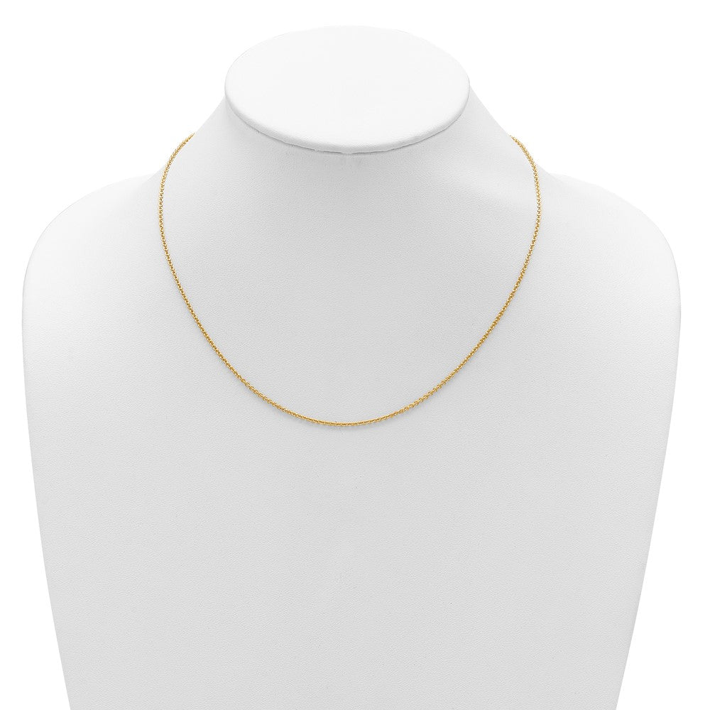 18 Inch 14K Yellow Gold 1.6mm Round Cable 1In+1In Adjustable Chain Necklace