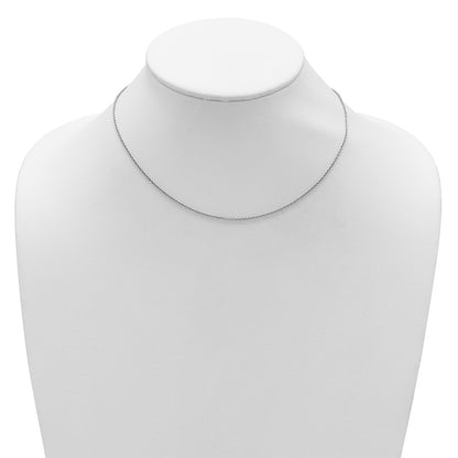 18 Inch 14K White Gold 1.6mm Round Cable 1In+1In Adjustable Chain Necklace
