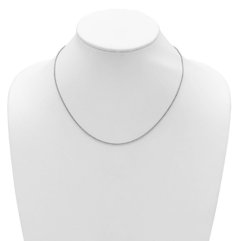 18 Inch 14K White Gold 1.6mm Round Cable 1In+1In Adjustable Chain Necklace