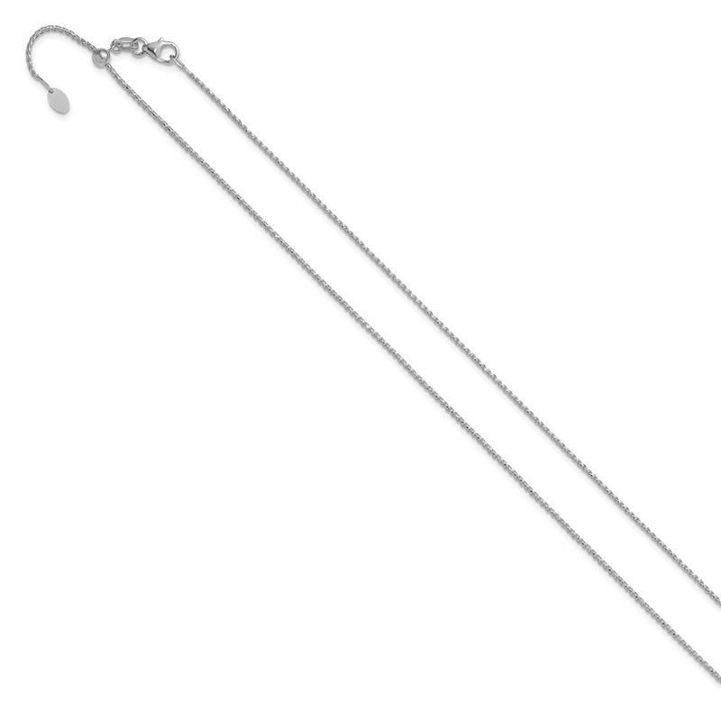 22 Inch 14K White Gold Adjustable 1.15mm D/C Open Franco Chain Necklace