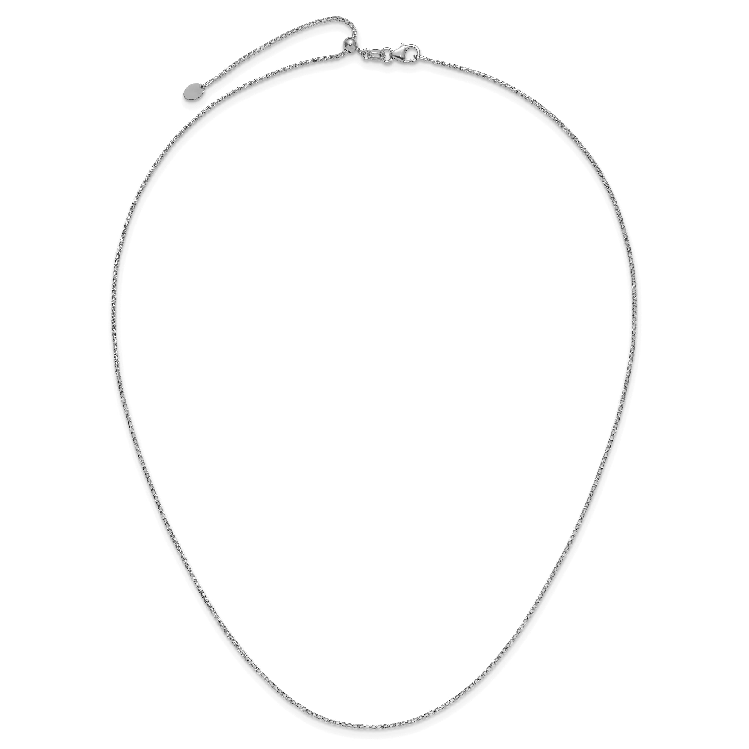 22 Inch 14K White Gold Adjustable 1.15mm D/C Open Franco Chain Necklace