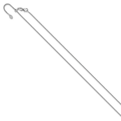 22 Inch 14K White Gold Adjustable 1.4mm D/C Open Franco Chain Necklace