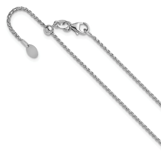 22 Inch 14K White Gold Adjustable 1.4mm D/C Open Franco Chain Necklace
