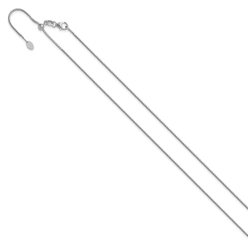 22 Inch 14K White Gold Adjustable 1.1mm Franco Chain Necklace